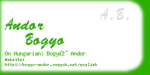 andor bogyo business card